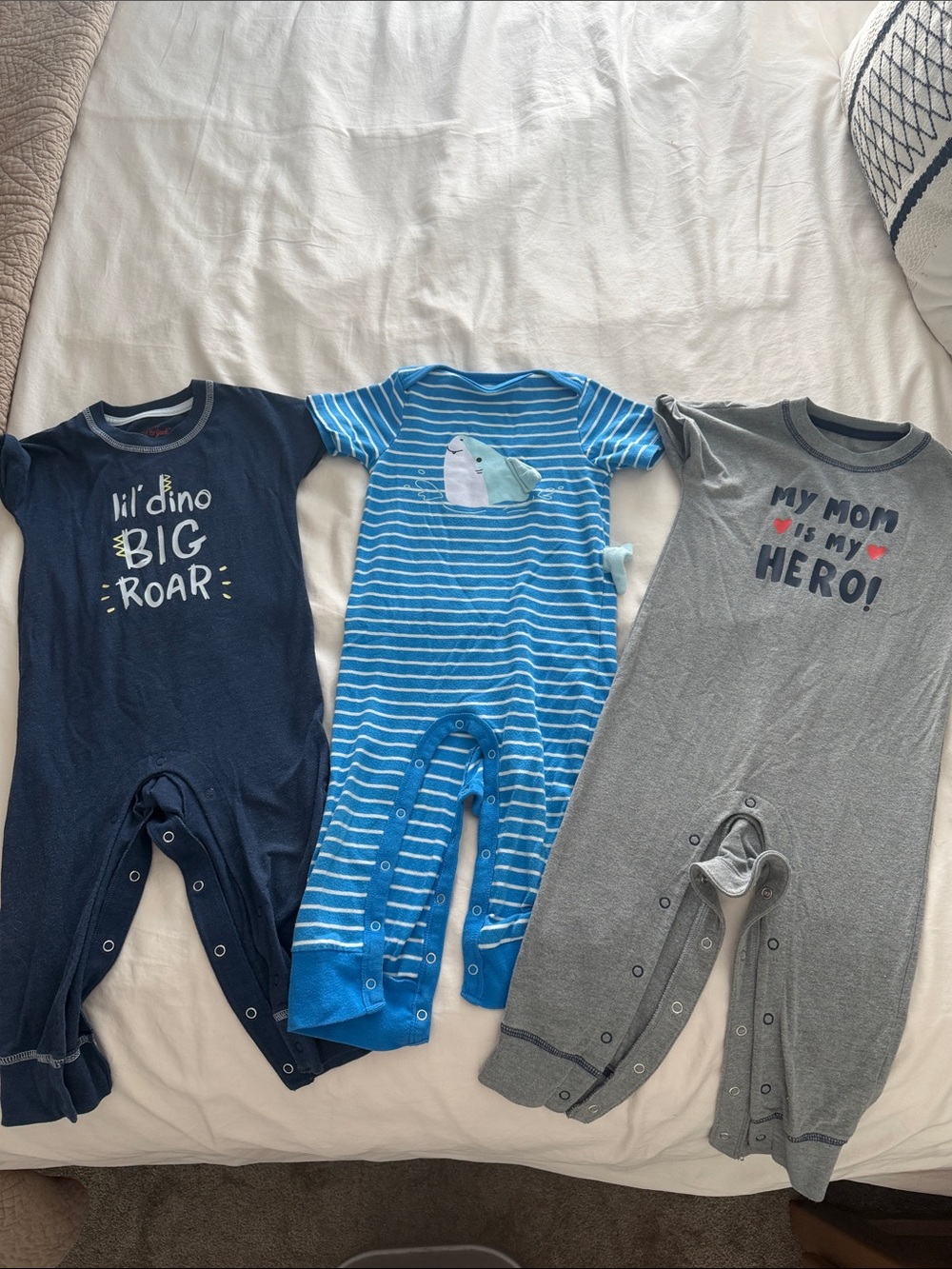 Cat & Jack Navy, Blue & Gray Baby Footie Set